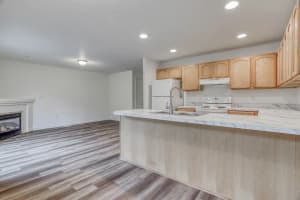 Roberts Court 3-bedroom townhome kitchen with island and stainless steel appliances